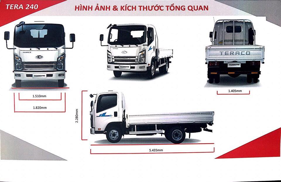 kích thước xe tải 2,3 tấn daehan tera 230