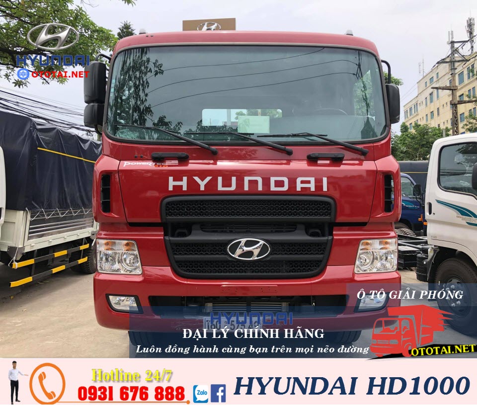 xe đầu kéo hyundai hd1000 màu đỏ