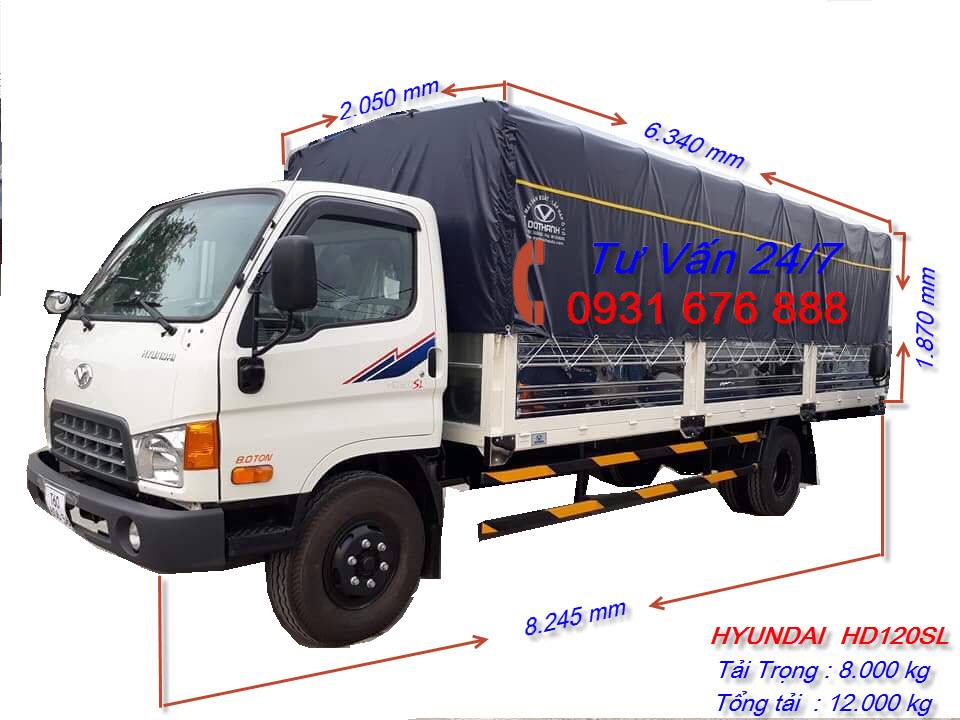xe tải hyundai hd120sl 8.5 tấn thùng 6m2